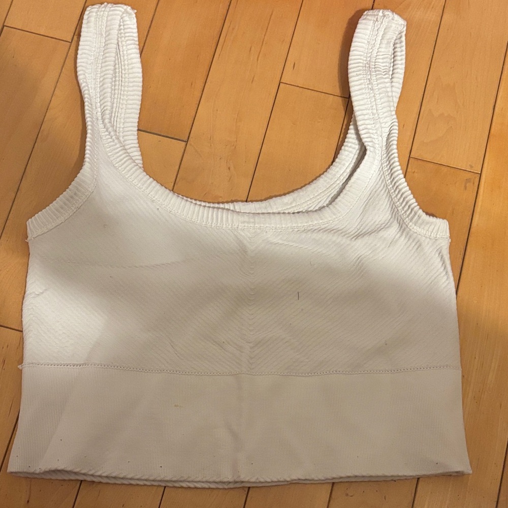 White Ribbed Women's Top